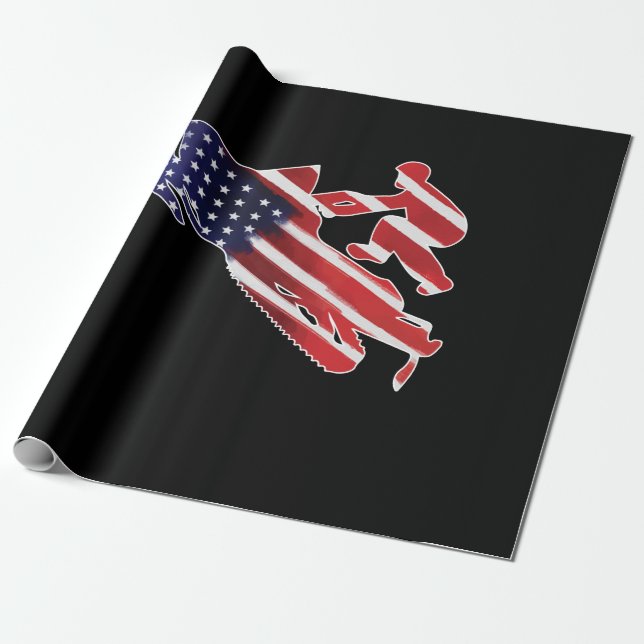 American Flagga Snowmobile Winter Snowmobiling Presentpapper (Utrullad)
