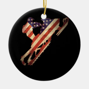 American Flagga Snowmobile Winter Snowmobilingpng Julgransprydnad Keramik