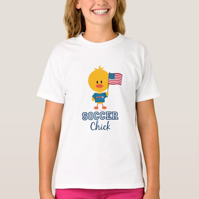 American Flagga Soccer Chick Kids Ringer Tee (Framsida)