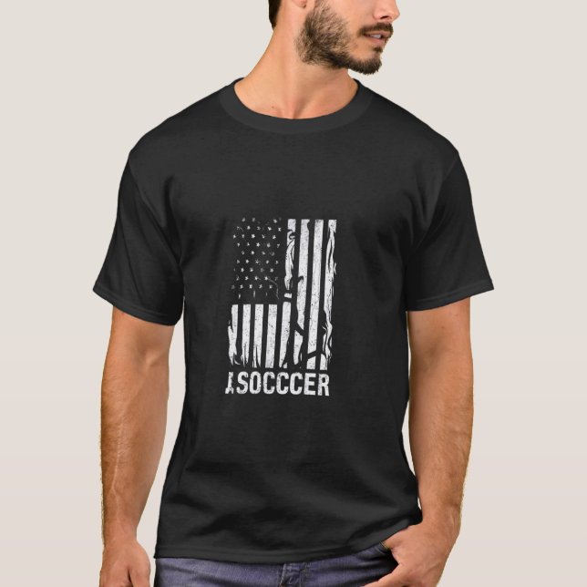 American Flagga Soccer Rustic Distress Patriotic S T Shirt (Framsida)