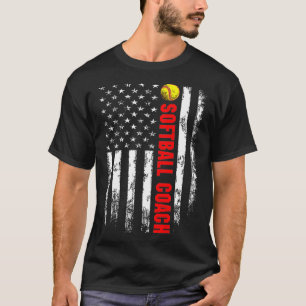 American Flagga Softball Coach Backside T Shirt