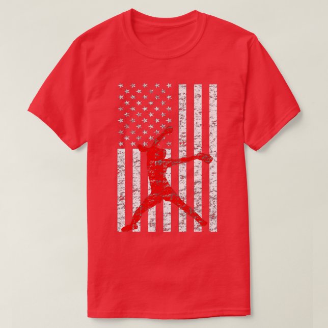 American Flagga Softball FastPitch Pitcher Gift T Shirt (Design framsida)