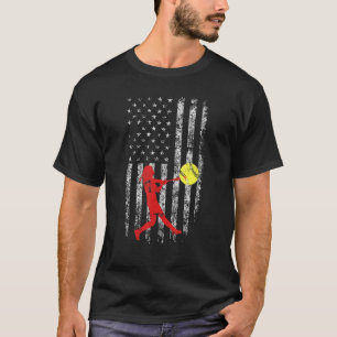 American Flagga Softball Fastpitch Pitcher Soft T Shirt