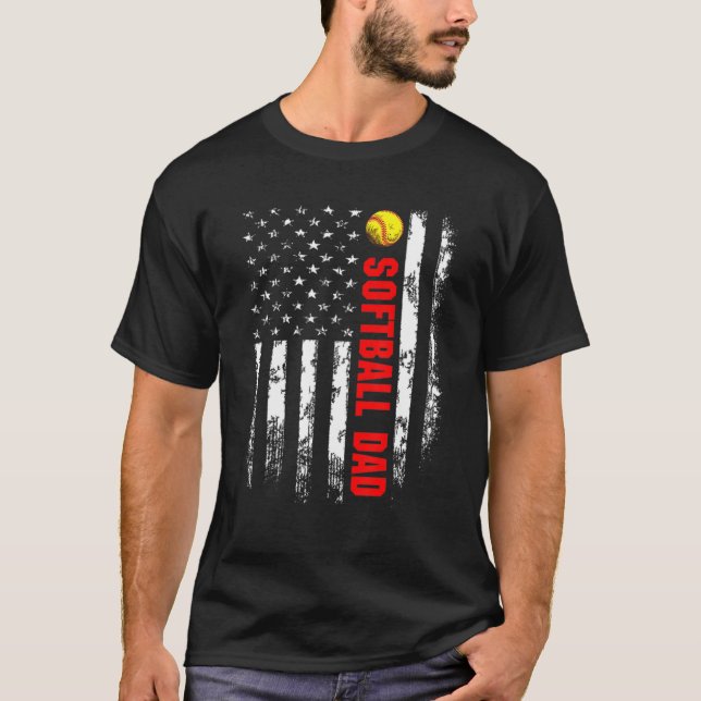 American Flagga Softball Pappa Backside Essential T Shirt (Framsida)