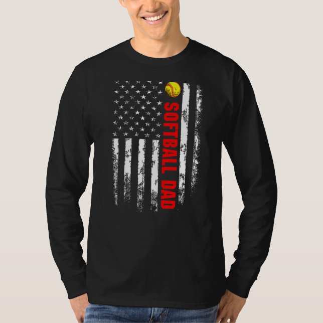 American Flagga Softball Pappa Backside Essential T Shirt (Framsida)