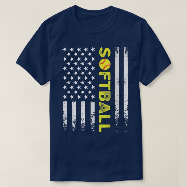 American Flagga Softball Team T Shirt (Design framsida)