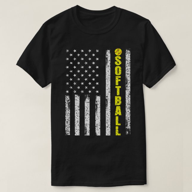 American Flagga Softball Team T Shirt (Design framsida)