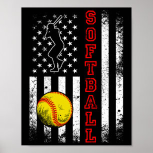 American Flagga Softball Team Vintage Funny Poster