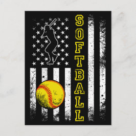 American Flagga Softball Team Vintage Funny Vykort
