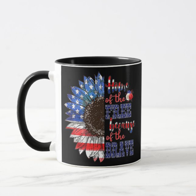 American Flagga Solros Patriotic 4 juli Mugg (Vänster)