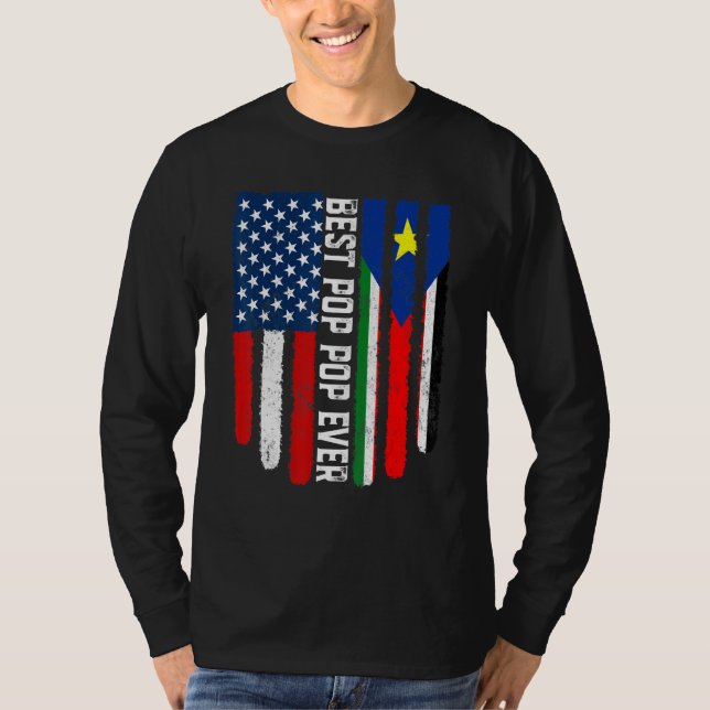 American Flagga South Sudans Flagga Best Pop Pop n T Shirt (Framsida)
