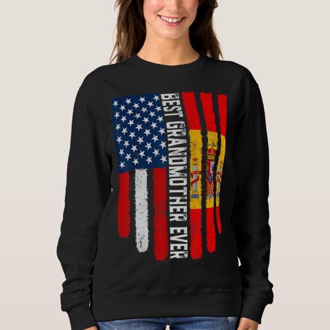 American Flagga & Spain Flagga Best Grandmor, någo T Shirt (Framsida)