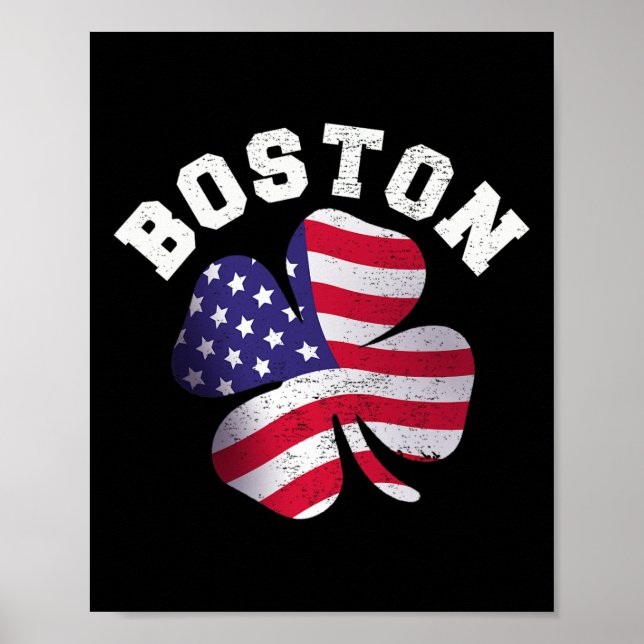American Flagga St. Patricks Day Clic Boston Namn  Poster (Framsidan)