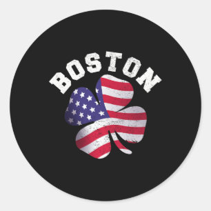 American Flagga St. Patricks Day Clic Boston Namn  Runt Klistermärke