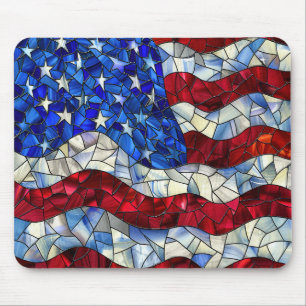 American Flagga Stached Glass Mousepad Musmatta