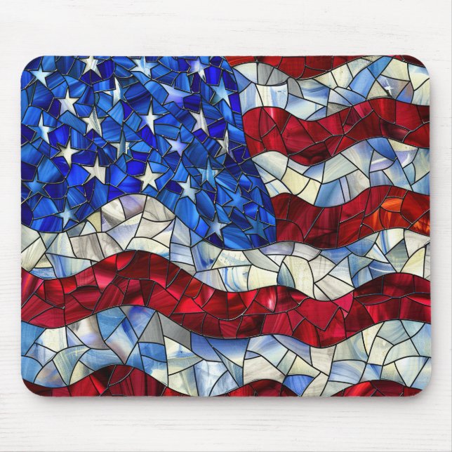 American Flagga Stached Glass Mousepad Musmatta (Framsidan)