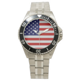 American Flagga Stainless Steel Bracelet Watch Armbandsur