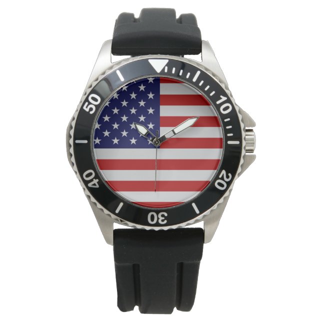 American Flagga Stainless Steel Bracelet Watch Armbandsur (Framsida)