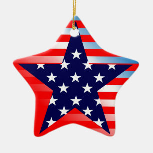 American Flagga Star Julgransprydnad Keramik