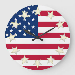 American Flagga Star Markers Clock Stor Klocka