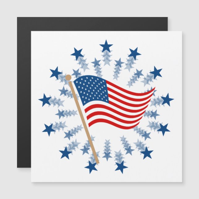 American Flagga Starburst Fireworks 4:e juli (Fram/baksida)