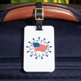 American Flagga Starburst Fireworks 4:e juli Bagagebricka