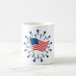 American Flagga Starburst Fireworks 4:e juli Kaffemugg