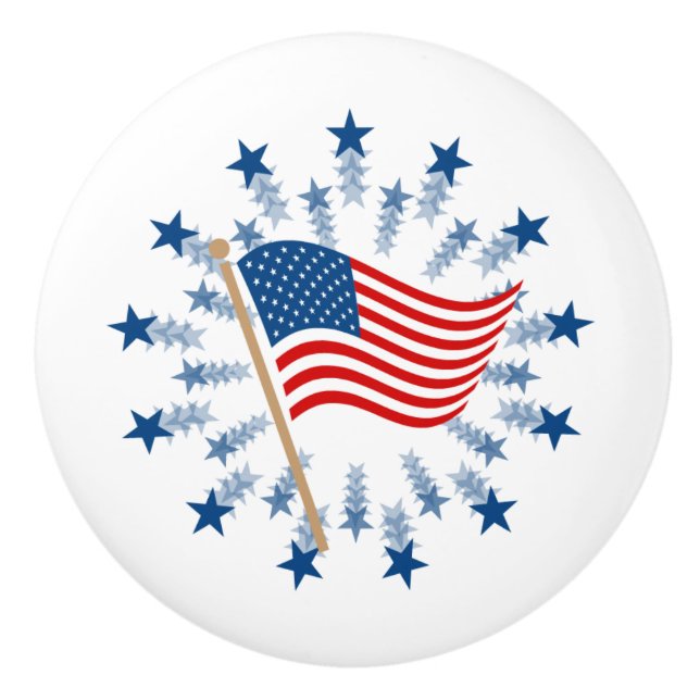 American Flagga Starburst Fireworks 4:e juli Knopp (Framsidan)