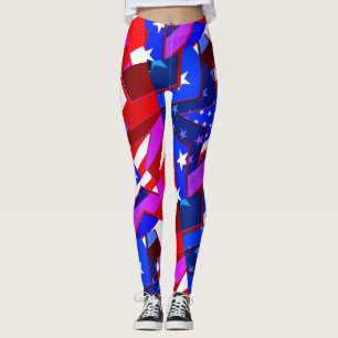 American Flagga Stars Miami Abstrakt Art Leggings