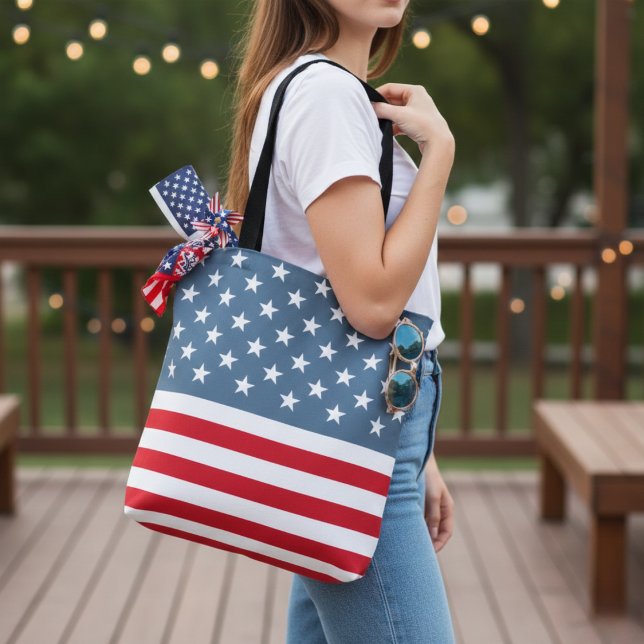 American Flagga Stars och stripes Patriotic Tygkasse (American Flag Stars and Stripes Patriotic Tote Bag)