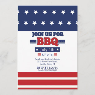American Flagga Stars & Rand 4 juli Party Inbjudningar