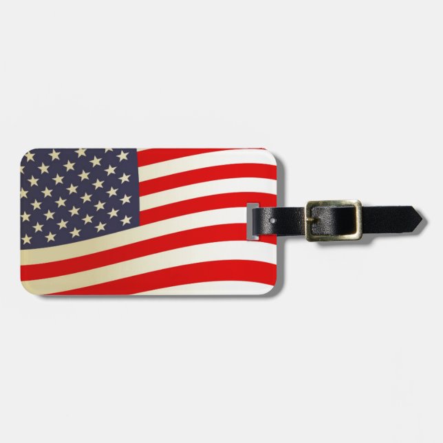 American Flagga Stars Rand Honor Freedom Troops Bagagebricka (Horisontell Framsida)