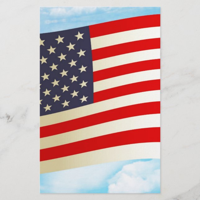 American Flagga Stars Rand Honor Freedom Troops Brevpapper (Framsida)