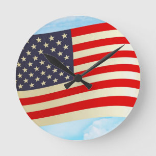 American Flagga Stars Rand Honor Freedom Troops Rund Klocka