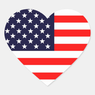 American Flagga Sticker Hjärtformat Klistermärke