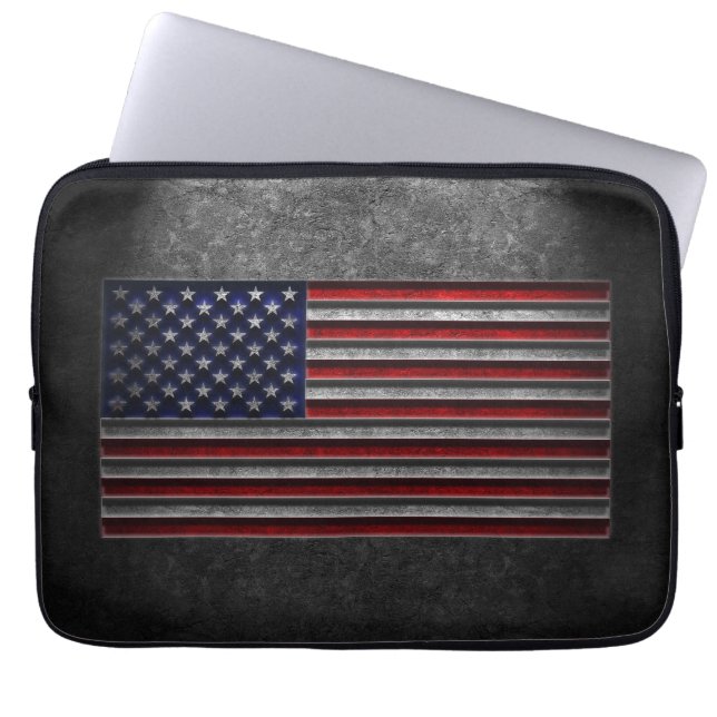 American Flagga Stone Struktur Laptop Fodral (Framsidan)