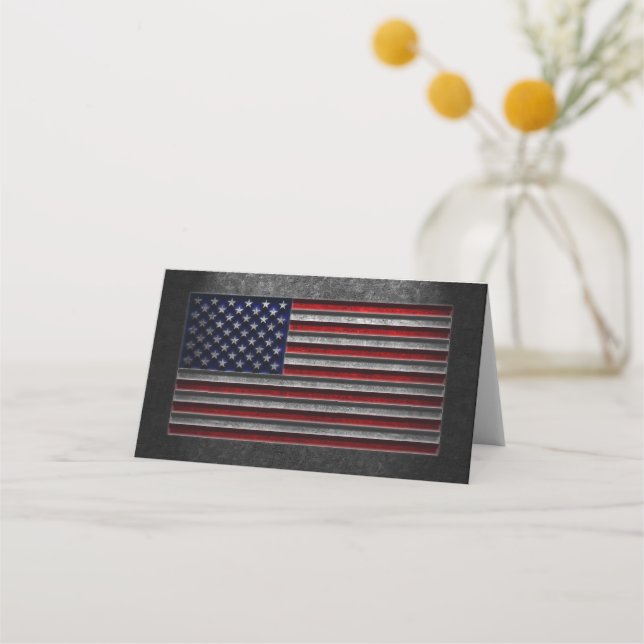 American Flagga Stone Struktur Placeringskort (Framsida)