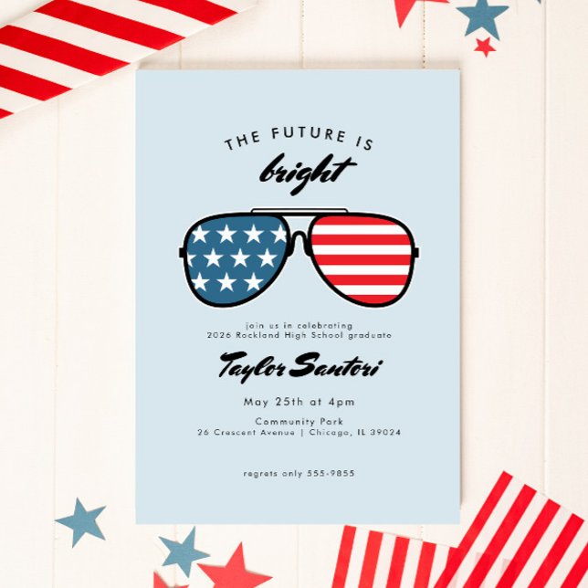American Flagga Studentfest Sunglasses Future Inbjudningar (Skapare uppladdad)
