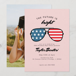 American Flagga Studentfest Sunglasses Future Inbjudningar