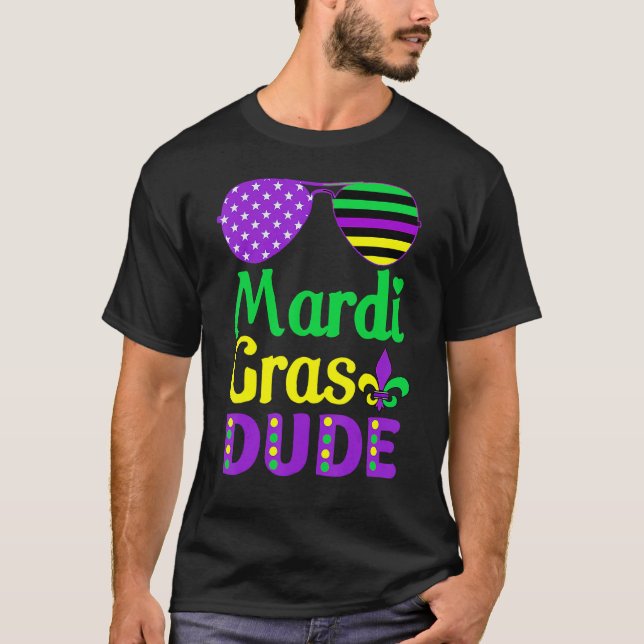 American Flagga Sunglasses Mardi Gras Boy T Shirt (Framsida)