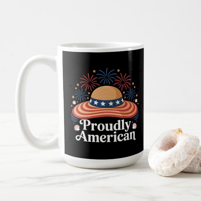 American Flagga Sunhat - stolt amerikansk Kaffemugg (Med munk)
