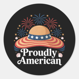 American Flagga Sunhat - stolt amerikansk Runt Klistermärke