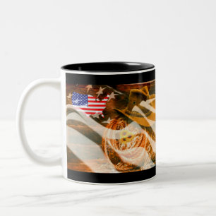 American Flagga Sunrockor Två-Tonad Mugg