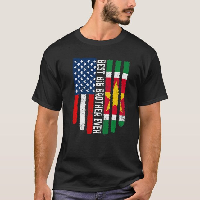 American Flagga & Suriname Flagga Best Big Brother T Shirt (Framsida)