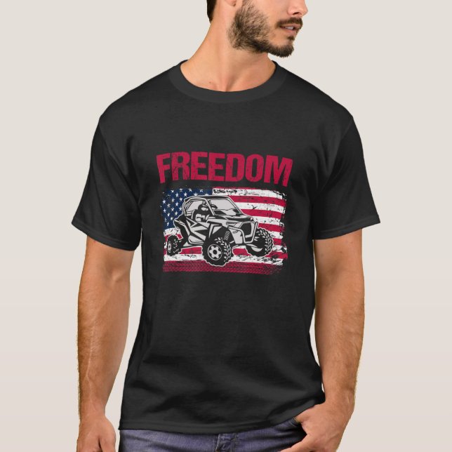 American Flagga Sxs Utv Off Road Road Tävla Outdoo T Shirt (Framsida)