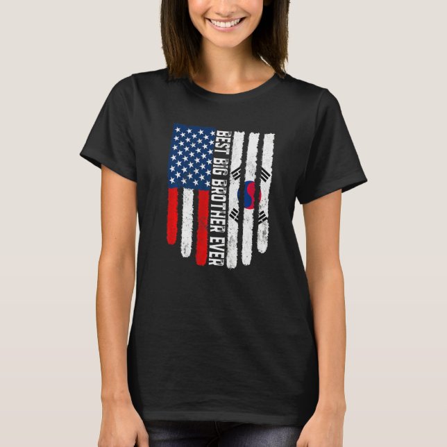 American Flagga Sydkorea Flagga Best Big Brother E T Shirt (Framsida)