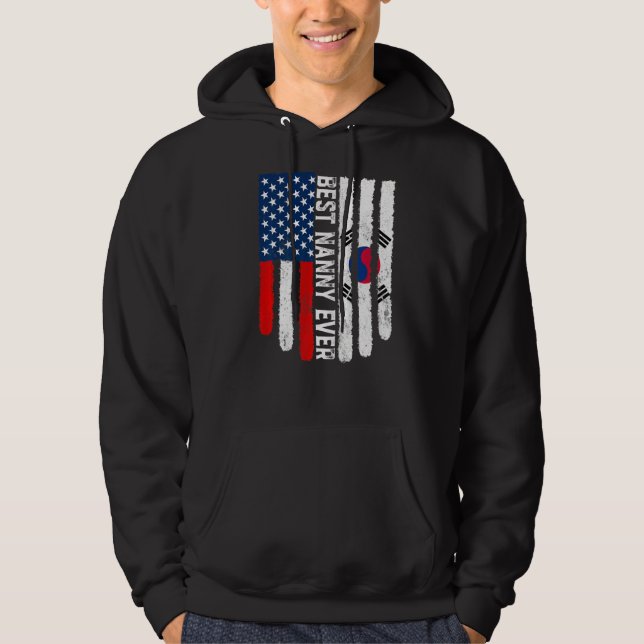 American Flagga Sydkorea Flagga Best Nanny All Fam Hoodie (Framsida)