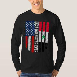 American Flagga Syria Flagga Best Big Sister Aldri T Shirt