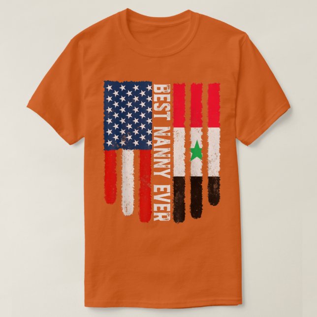 American Flagga Syrien Flagga Best Nanny All Famil T Shirt (Design framsida)