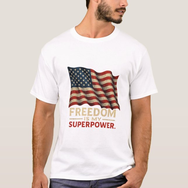 American Flagga T-Shirt - Stil med patriotisk fetm (Framsida)